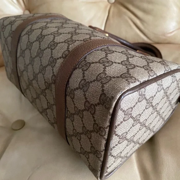 Vintage Gucci Boston Bag GG Monogram + Unbranded Web Stripe Strap - Picture 6 of 15